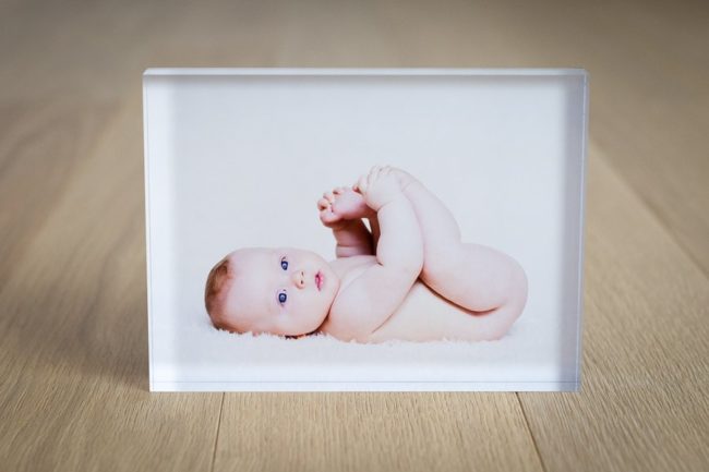 Acrylic block with baby photograph