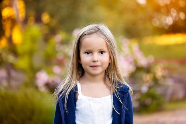 Warm coloured portrait of girl outdoor