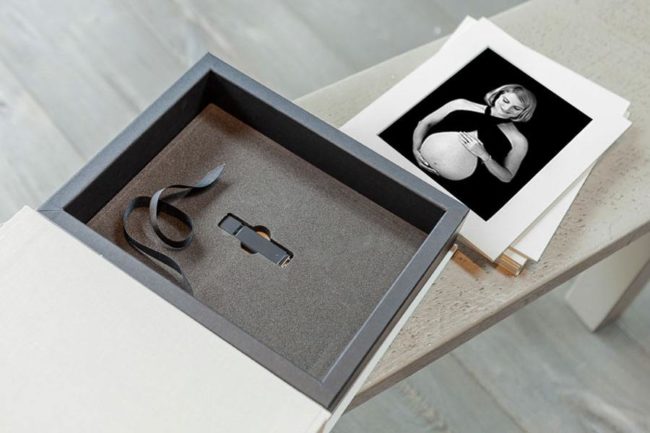 Open print box with maternity image