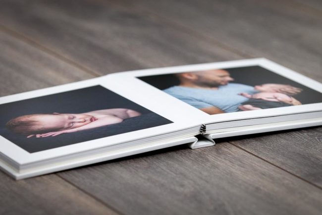 Open flat portrait book