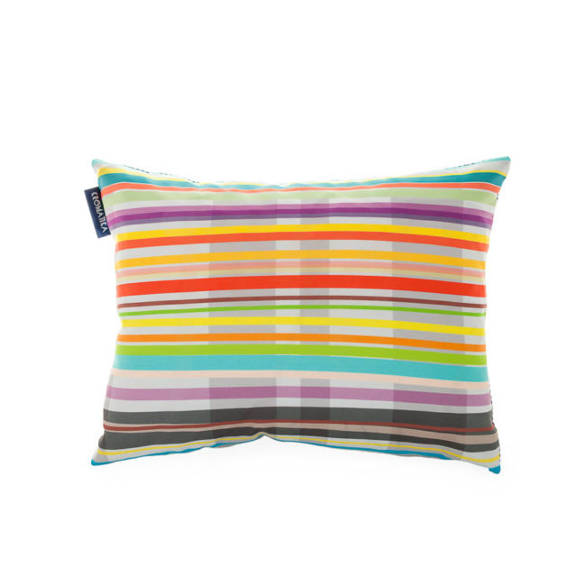 Decorative cushion with colourful striped print