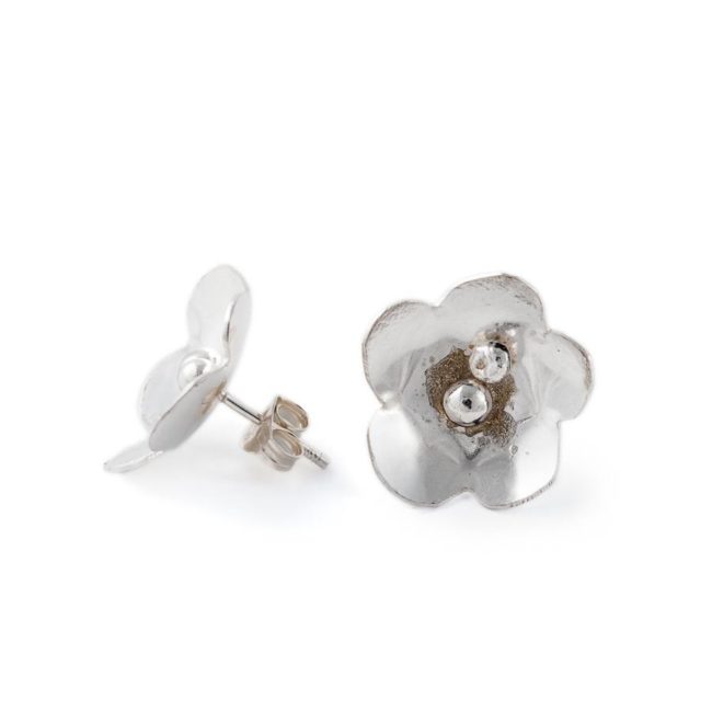 Handmade silver flower earrings