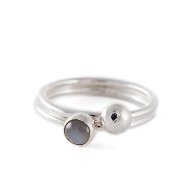 Handmade silver rings with grey stone